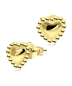 Gold Plated Heart Silver Studs Earring STS-752-GP